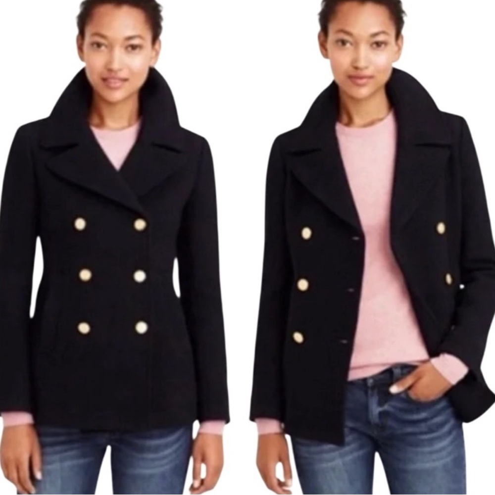 J.Crew Size 00P Majesty Peacoat Women's Black  with Gold Buttons